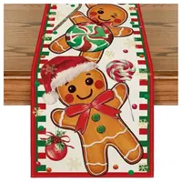 Lněný vánoční běhoun GINGER PARADE 33x180 cm, béžový