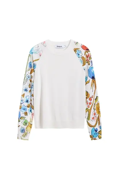Desigual dámský svetr s květinovými rukávy