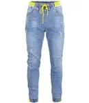 Pánske modré denim joggery s viazaním