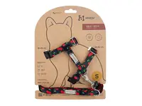 Amiplay Kšíry pro kočku s vodítkem BeHappyCat Cherry | Postroje pro kočky - S