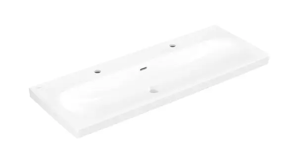 Villeroy & Boch Skyla - Umývadlo 120x46 cm, s prepadom, 2 otvory na batériu, CeramicPlus, alpská biela 5A51C4R1