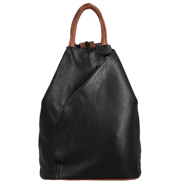 Trendy dámský koženkový batůžek Soleina, černo-hnědá