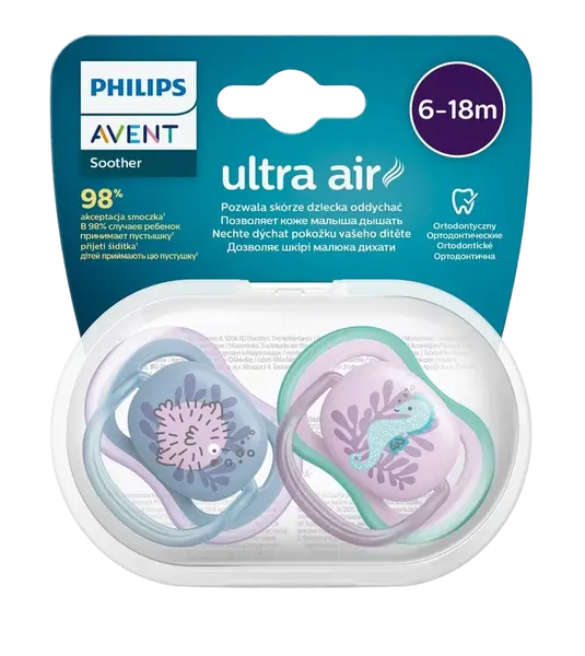 PHILIPS AVENT Šidítko Ultra air Obrázek 6-18m dívka (moře) 2 ks