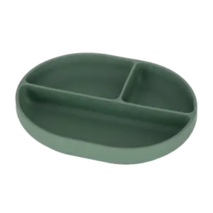 PETITE&MARS Talířek silikonový dělící oválný Take&Match Misty Green 6m+