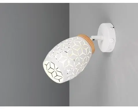 Nástenná lampa Bidar, bielykov/drevo%