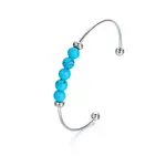 Troli Pevný oceľový náramok s tyrkysovými korálkami
