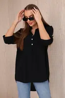 Blouse with a longer back black