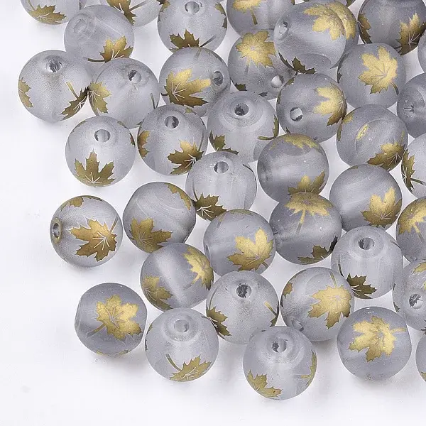 Autumn Theme Electroplate Transparent Glass Beads