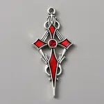Siam Rhinestone Cross Pendant with Red Enamel