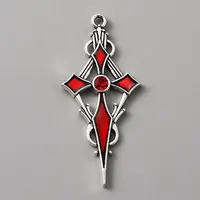 Siam Rhinestone Cross Pendant with Red Enamel