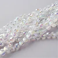 13 inch AB Color Plated Round Glass Beads