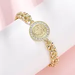 Brass Micro Pave Clear Cubic Zirconia Link Bracelets for Women