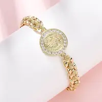Brass Micro Pave Clear Cubic Zirconia Link Bracelets for Women