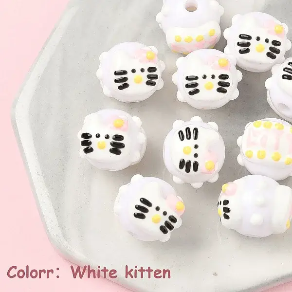 10Pcs Hand Painted Acrylic with Enamel Beads