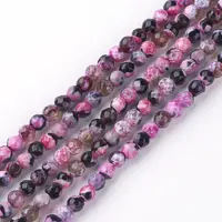 Natural Fire Crackle Agate Bead Strands