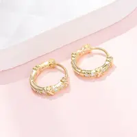 Ring with Letter X 925Sterling Silver Micro Pave Clear Cubic Zirconia Hoop Earrings for Women