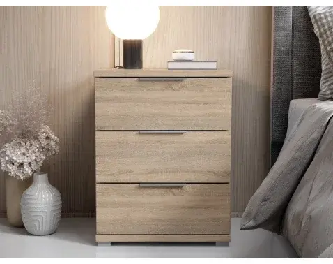 Nočný stolík s 3 zásuvkami Smilla, výška 61 cm, dub sonoma%
