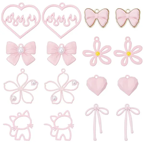 32Pcs 8 Styles Spray Painted Alloy Pendants