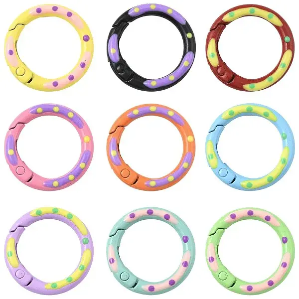 14Pcs Spray Painted Alloy Spring Gate Rings