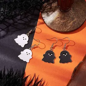 2 Pairs Ghost Alloy Enamel Dangle Earrings Set