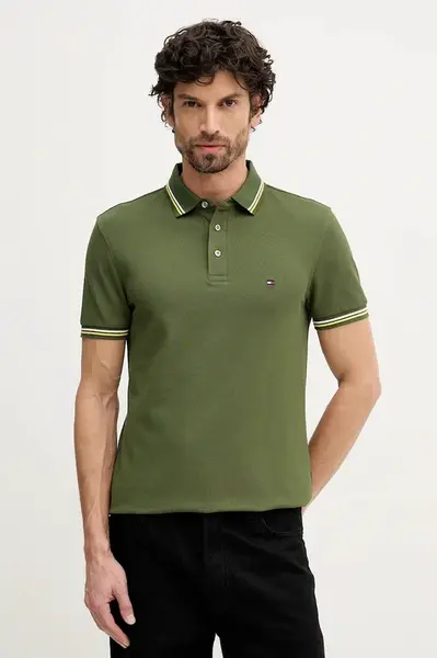 Polo tričko Tommy Hilfiger pánské, růžová barva, MW0MW39993