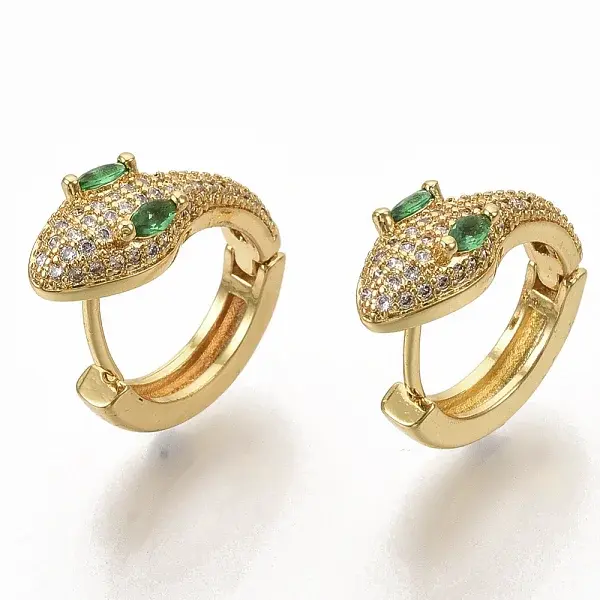 Brass Micro Pave Cubic Zirconia Huggie Hoop Earrings