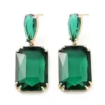 Glass Rectangle Dangle Stud Earrings