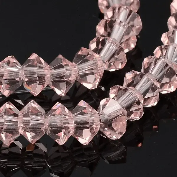 Faceted Bicone Transparent Glass Bead Strands