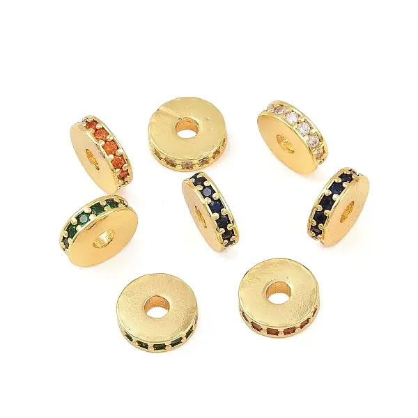 Brass Micro Pave Cubic Zirconia Beads