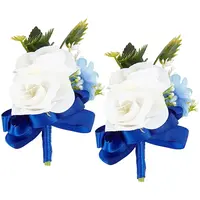 2Pcs Silk Cloth Flower Boutonniere Brooch