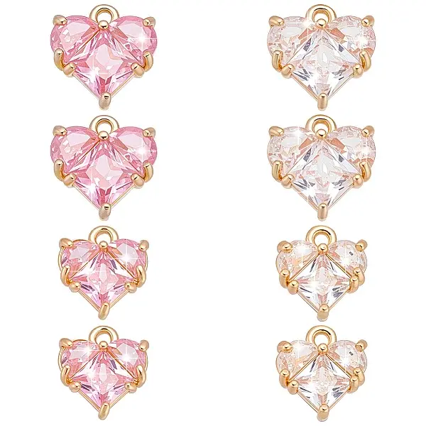 8Pcs 4 Styles Brass Charms