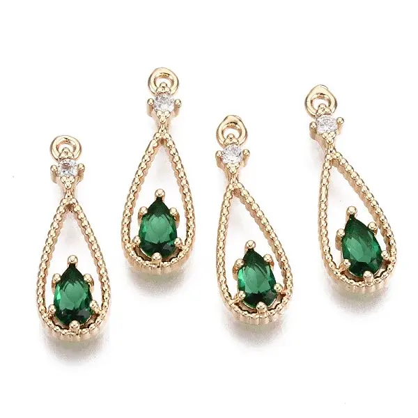 Brass Micro Pave Cubic Zirconia Pendants