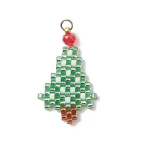 Christmas Themed Glass Seed Beaded Pendants