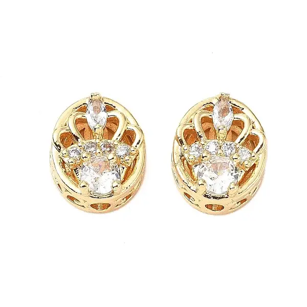 Brass Micro Pave Cubic Zirconia Beads