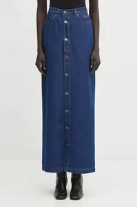 Džínová sukně Fiorucci Open Front Embroidered Maxi Denim