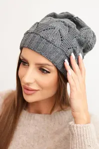 Dámská zimní čepice s vlnou K432 grafitová