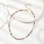 4MM Dyed Faceted Round Natural Agate Beaded Necklaces