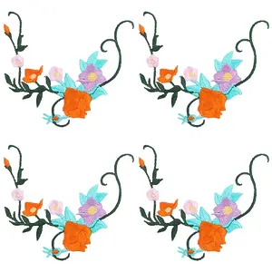 Flower & Leaf Polyester Embroidery Sew on Appliques