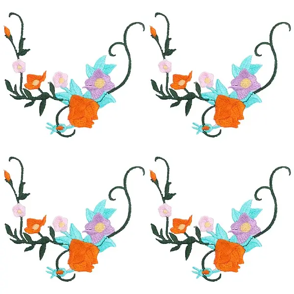 Flower & Leaf Polyester Embroidery Sew on Appliques