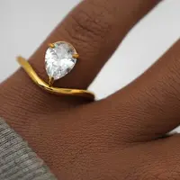 304 Stainless Steel Pave Cubic Zirconia Cuff Open Rings