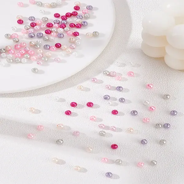 Baking Painted Pearlized Glass Pearl Round Beads