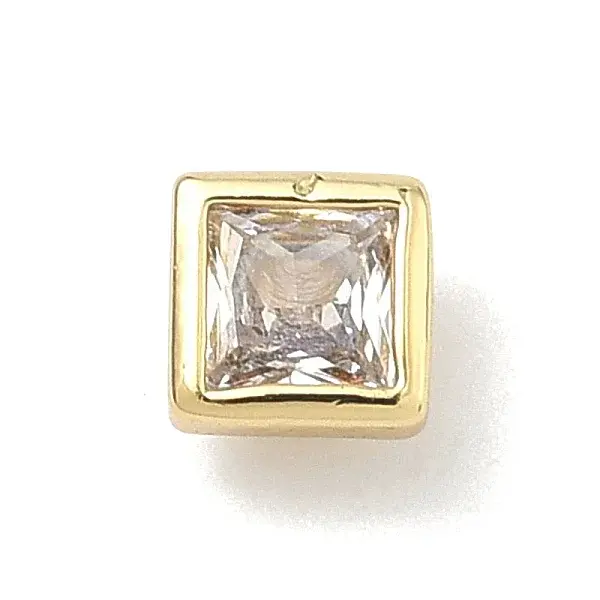 Square Brass Micro Pave Cubic Zirconia Cabochons