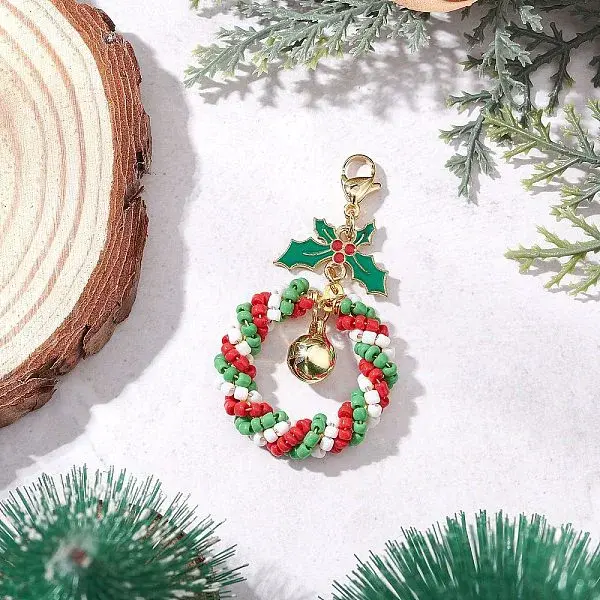Charitmas Wreath Glass Seed Beaded Pendant Decorations