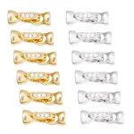 12Pcs 2 Colors Brass Micro Pave Clear Cubic Zirconia Fold Over Clasps
