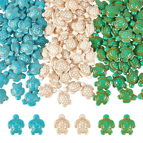 120Pcs 3 Colors Dyed Synthetic Turquoise Beads