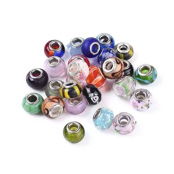 Mixed Styles Handmade Lampwork Glass European Beads