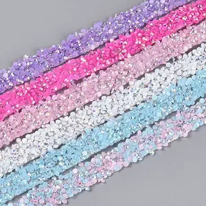 Resin Rhinestone Crystals Beaded Trim