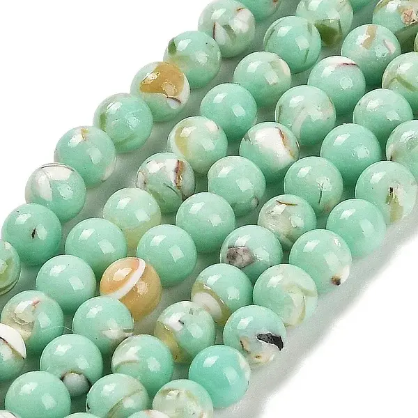 Assembled Synthetic Stone and Trochus Shell Beads Strands