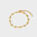 Fashionable 304 Stainless Steel Enamel Daisy Link Bracelet for Women