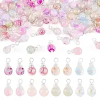 80Pcs 8 Colors Baking Painted Crackle Glass Pendants